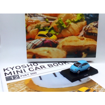 Fiat Nuova 500 2007 blue (with Japanese book) - skala 1:64 - Kyosho